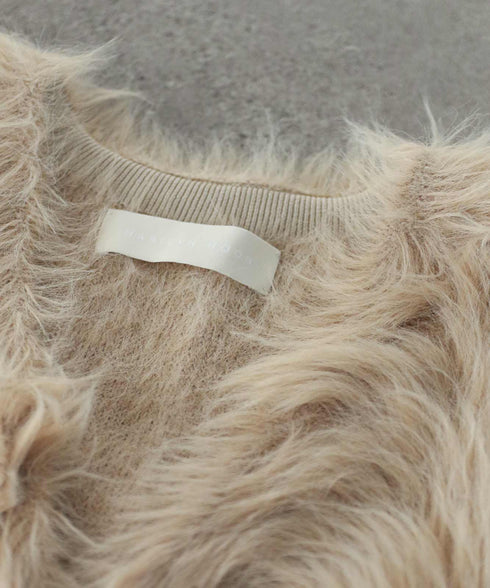 2way shaggy knit vest